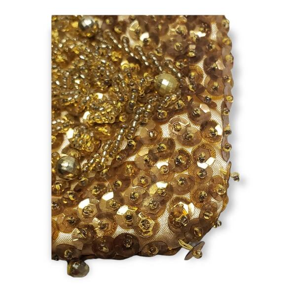 Vintage Richere Gold Sequin Beaded Evening Clutch / Bag Gold Chain and Clasp - Picture 7 of 8